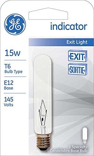 GE Appliance Incandescent Light Bulb, T6 Light Bulb, 15-Watt, 100 Lumen, Candelabra Base, Soft White, 1-Pack, Exit Light Bulb, Indicator Light Bulb, Appliance Light Bulb, Candelabra Bulb