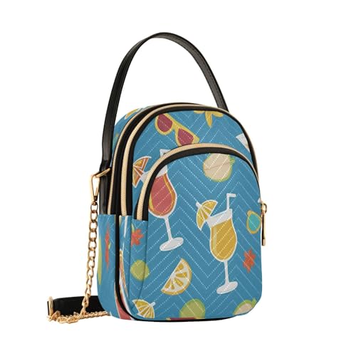 Summer Drinks Print Shoulder Bags for Women Retro Classic Handbag Purse Small Purses with Chain2
