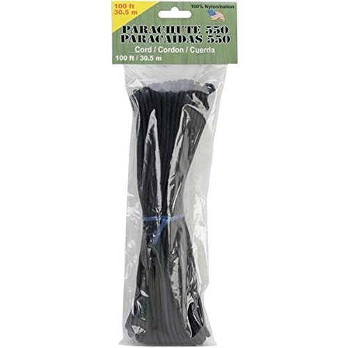 Pepperell 4mm Parachute Cord, 100-Feet, Black by Pepperell