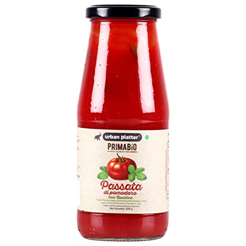 Urban Platter Italian Tomato Puree With Basil, 420g [Grown And Processed On The Fertile Lands Of Gargano, Italy | Preservative Free | Jain Friendly | Tomato Sauce For Rs. 175 @ 50 %