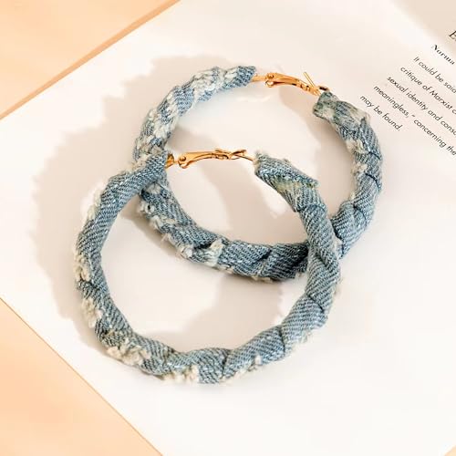 Bohemia Denim Hoop Earrings Simple Exaggerated Big Circle Round Statement Earrings Jewelry Accessories for Women Bridal4