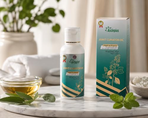 Image of Asclepius Joint Curator Oil 50 ML | Ayurvedic Herbal Massage Oil with Pudina Sat, Nilgiri, Kapoor & Ajwain Sat | For Joint, Knee, Back, Neck & Shoulder Care | Body Massage Oil for Men & Women