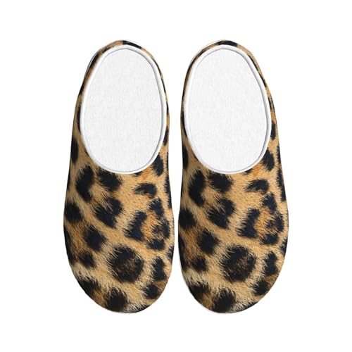Pantoufles d'hiver chaudes homme femme EdWal peluche et chaussons léopard antidérapants