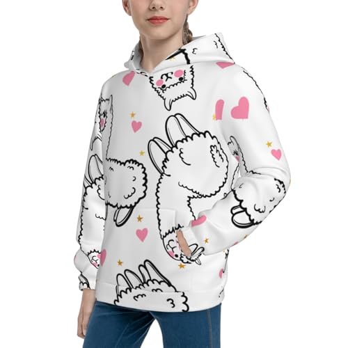 Alpacas and Hearts Kid Hoodies Boys Sweatshirts Girls Pullover with Pocket2