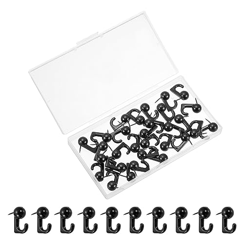 Image of uxcell Picture Hanging Hooks, 30pcs 20 Lbs - Zinc Alloy Hangers Nails, Push Pins for Hanging on Home Office Wooden or Fabric Wall (Black)