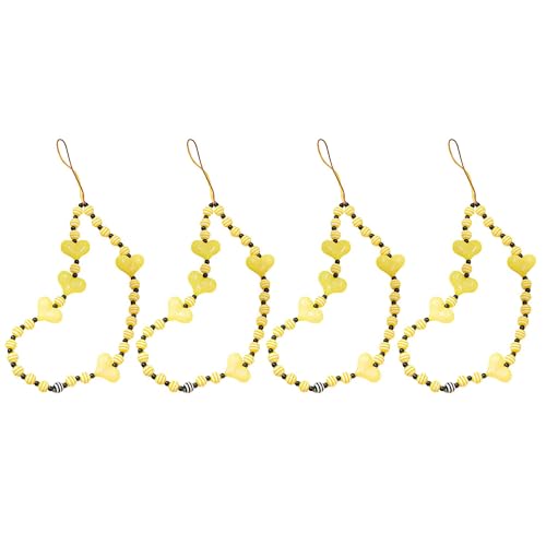 Staqlo 4PCS Handmade Heart Beads Phone Charm - Cute Colorful Phone Bracelet Lanyards and Wrist Straps zlax-4444