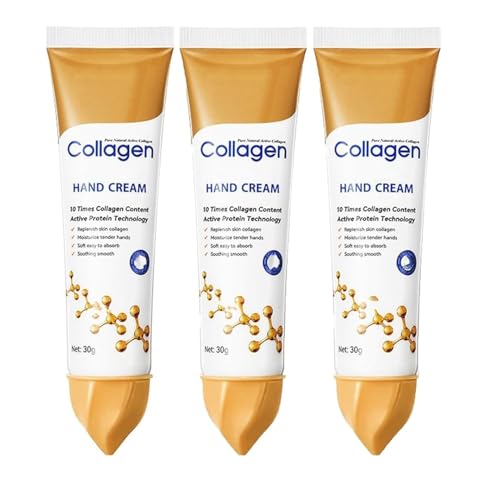 Crema de manos antienvejecimiento con colágeno, fórmula no grasa, crema hidratante y nutritiva para manos secas, hidratación profunda y cuidado diario nutritivo de la piel, rápida absorción,3pcs