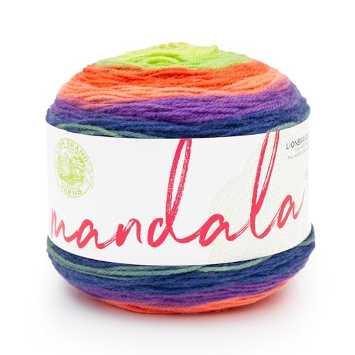 Image of Lion Brand Yarn, Mandala DK Lightweight Yarn for Knitting, Crochet, and Crafts, Slimer, 1 Pack, Self-Striping Acrylic Fiber for Baby Blankets, Multicolor Shawls and Variegated Cardigans