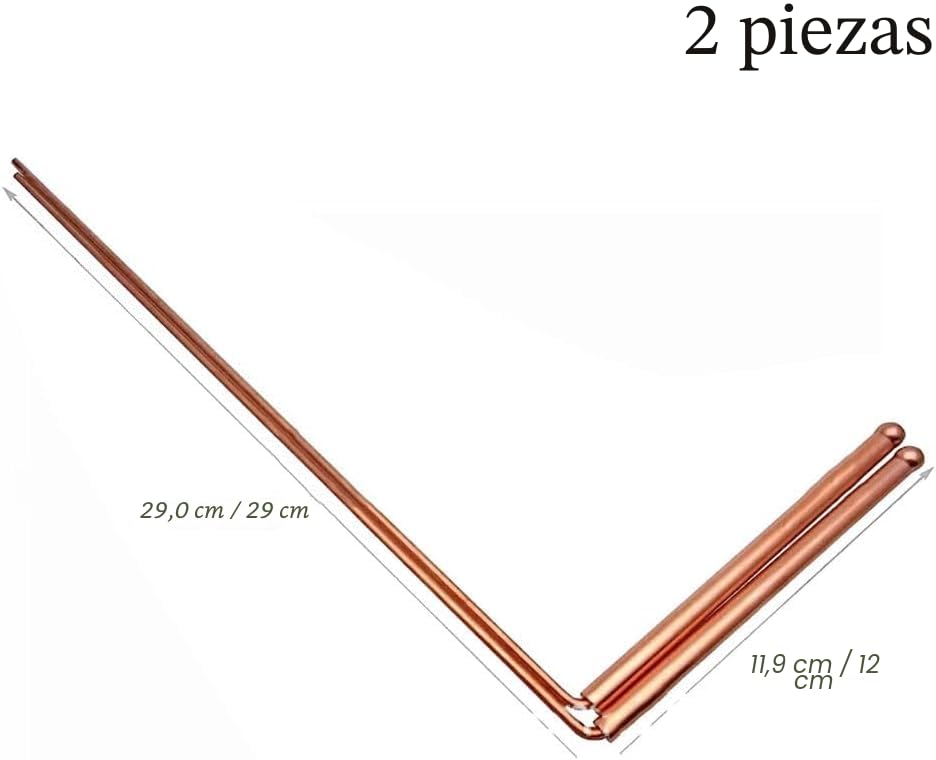 Varillas de cobre para radiestesia 99.9% detector de metales 12 pulgadas cabeza única cuenta redonda