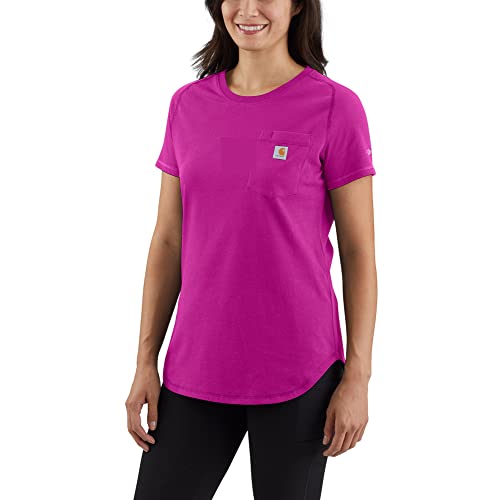 Carhartt Women's Force Relaxed Fit Midweight Pocket T-Shirt, Magenta Agate