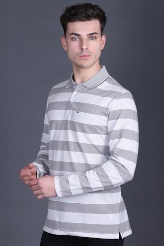 Image of Full Sleeve Polo T Shirt for Men Cotton with Pocket and Collar - Regular Fit Tshirt