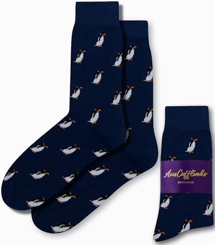 AUSCUFFLINKS Penguin Socks for Him | Animal Lover Gift for Men | Work Socks | Birthday Gift for Guys (Penguin)