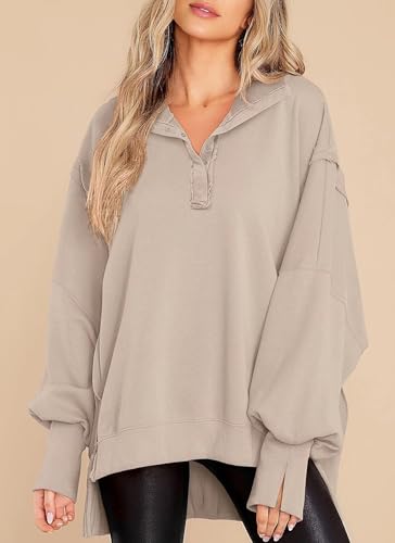 Sweatshirt for Women Fall Clothing for Women 2024 Trendy Henley Pullover Button Sweatshirts Tunic Tops S-2xl2
