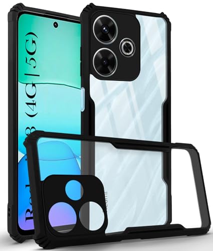Image of Jkobi Back Case Cover for Xiaomi Mi Redmi 13 4G | 5G (Shockproof with Polycarbonate Clear Panel | Black)