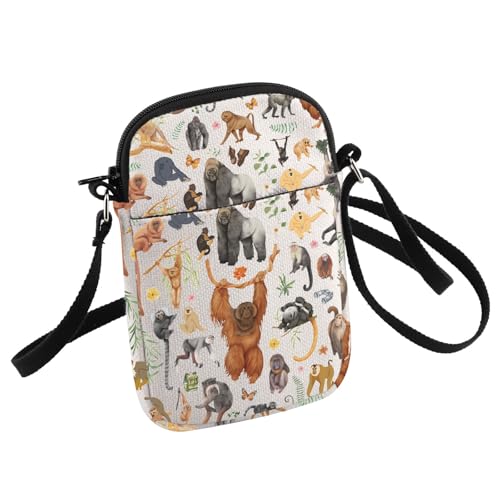 Primates Crossbody Bag Monkeys Lover Gift African Monkeys Gift Gorillas Small Belt Bag