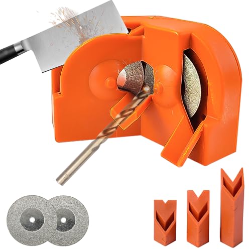 gxwcyi Varios Afilador de Brocas,Afilador de Anillas,Afilador Brocas Con 2 Muelas de Diamante y 3 Bloques de Amolar,Afilador de Brocas Profesional,Afilador de Brocas de Metal para Tijera (naranja)