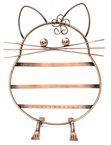 Bejeweled Display Cute Kitty Cat Copper Color 48 Holes Earring Tree ~Holder~Organizer Jewelry Display