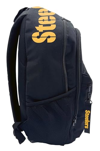 Image of NFL Pittsburgh Steelers Backpack - Triple Stripe Wordmark Design with Keychain