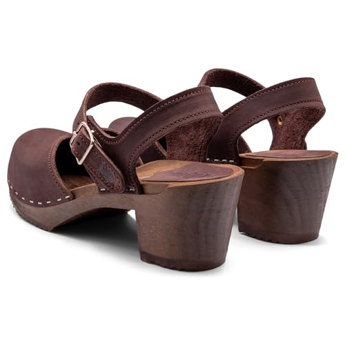 Image of Sandgrens Handmade Swedish Wood Clogs for Women, High Heel Sandal | Victoria