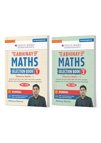 Image of Abhinay Maths Selection Book-Vol. 1 & Vol. 2 (Set of 2 Books) Bilingual Workbook for SSC & All Govt Exams| Geometry, Mensuration, Coordinate Geometry, ... & Distance For Exam [English Medium]