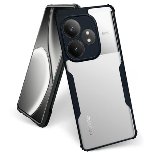 Image of AIBEX Crystal Clear Back Cover Case for Realme GT 6T 5G | 360 Degree Protection | Shock Proof Design | Transparent Back Cover Case (PC & TPU, Black Bumper)