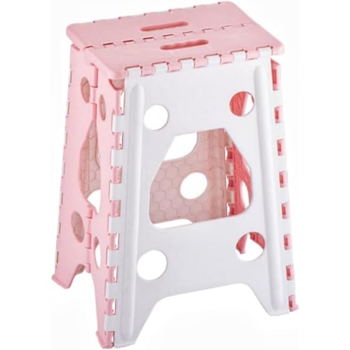 踏み台 折りたたみステップスツール 耐荷重200kg W33xD25xH46cm 折りたたみ椅子 ステップスツール 折りたたみ椅子 トイレ収納 持ち運び便利 厚みのある立ち座り用折りたたみスツール 折りたたみポータブルチェア (ピンク)