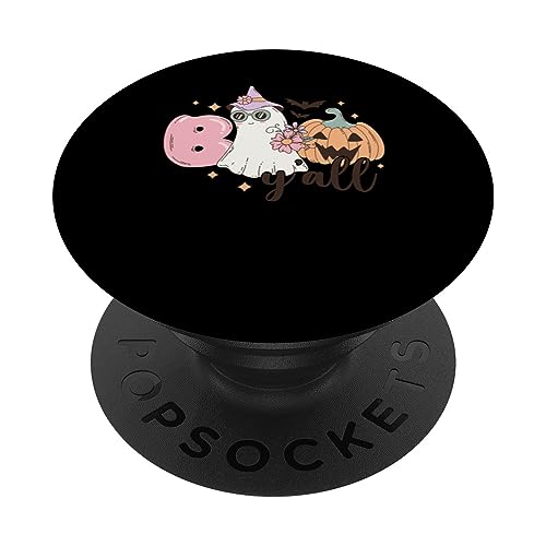 Boo Y'all Spooky Halloween Creepy Ghostly Design PopSockets Swappable PopGrip, Black