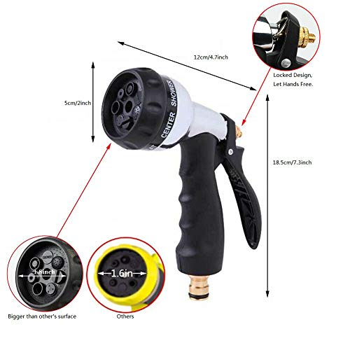 Tuinslang spuitpistool met 7 patronen,Heavy Duty metalen tuinslang mondstuk zinklegering hogedrukwaterpistool groter… - Afbeelding 4