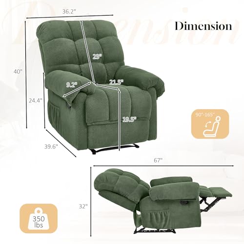 Sillón reclinable manual verde con brazo ajustable miniatura 2