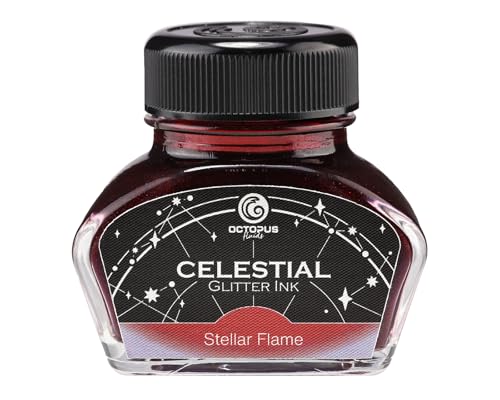 Octopus Stellar Flame Tinta Shimmer Rojo Violeta para Estilográfica – Tinta con purpurina – Colección Celestial – 30 ml