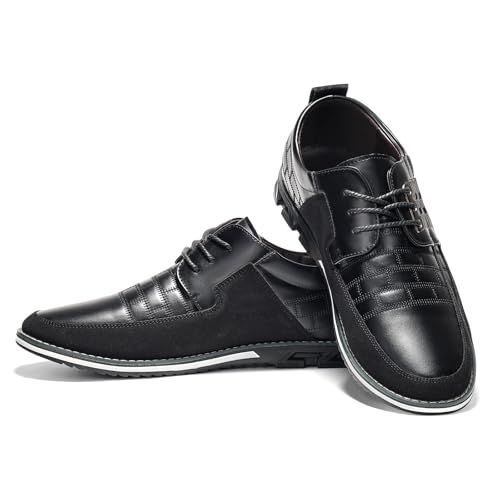 Image of Mens Dress Shoes Casual Business Oxford Derby Orthopedic Leather Shoes Simple Lace-up Walk Loafers Flats Shoes for Men