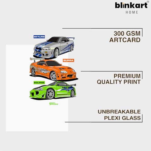 Image of BLINKART Nissan Skyline GT-R CarFramed Posters Gift Items Boys Room Wall Decoration Bedroom Office Studio Synthetic Wood Frame & Acrylic Glass Ready to Hang - 18x12 Inch, (A4 Size) - CAR-262