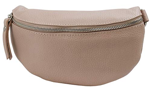 SH Leder ® echt Leder Hüfttasche Damen Herren Unisex Gürteltasche für Festival Reise Bauchtasche kleine Crossbody Bag Frauen Ledertasche 23x12cm AVA G292 (Nude)