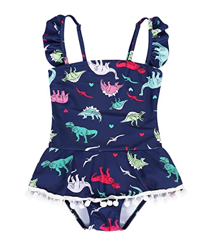 Wonderbabe Girls One Piece Swimsuits For Toddler Girls Colorful Dinosaur Swimwear Bathing Suit With Adjustable Strap Size 5-6 Years #TOP2