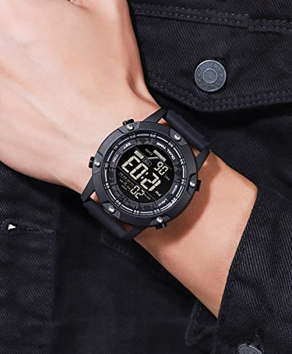 Image of Gosasa Big Face Men Digital Sports Watch Water Resistant Outdoor Easy Read Military Back Light Black Watch