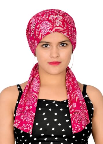 Image of Pure Cotton Double Layer Head Scarves Hair Wrap Cap, Adjustable Free Size Head Cover for Women, Girls, Under Helmet Cover