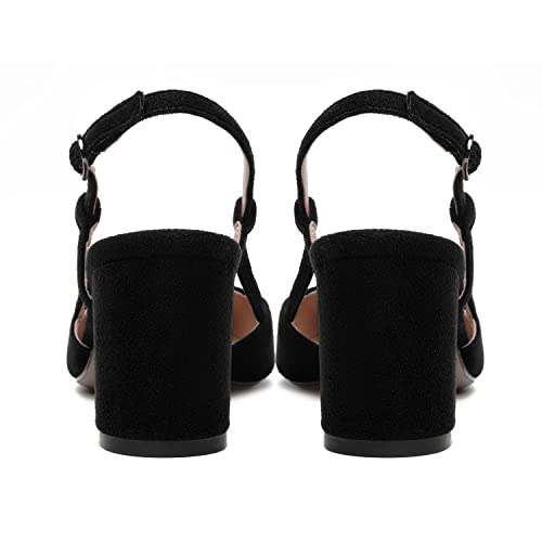 MODENCOCO Womens Pointed Toe Party Fashion Slingback Buckle Elegant Suede Chunky Mid Heel Pumps Dress Shoes 2.5 Inch4