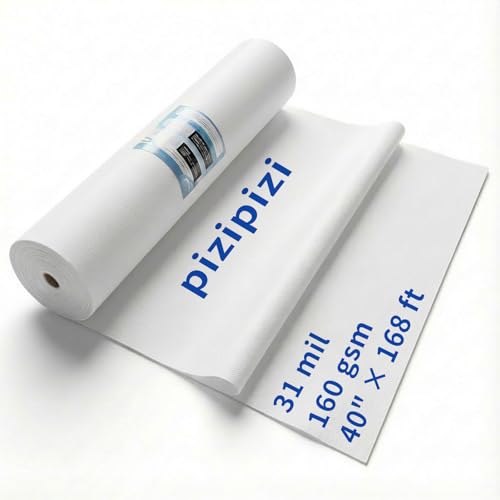 40' x 168' Temporary Floor Protection Roll, Self-Adhesive Floor Covering & Plastic Drop Cloth, Heavy...