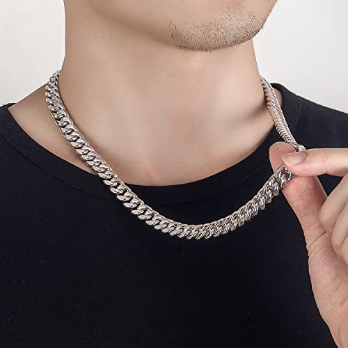Italy Design Solid 925 Sterling Silver Miami Cuban Link Chain Men's Necklace - Box Lock Cuban Link 10 MM 22-24-26 inches Jewelry Gift4