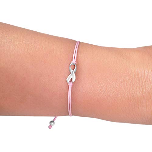 Claudia Lira Joyas Breast Cancer Awareness Pink Womens Friendship Support Bracelet, Handmade Small Sterling Silver Ribbon Shaped Charm thumb #3