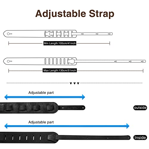 LEKATO Sangle de guitare en cuir pour guitares lourdes Guitare acoustique, guitare électrique et basse Sangle en cuir… - Les Beatles, Paul McCartney, John Lennon, RIngo Starr, George Harrison LEKATO Sangle de guitare en cuir pour guitares lourdes Guitare acoustique, guitare électrique et basse Sangle en cuir… – Image 4