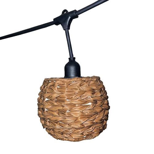 Guirnalda luminosa conectable para exteriores con pantalla de poliratán estilo bohemio, 7 bombillas de filamento E27 LED blanco cálido PINE LIGHT 6 m