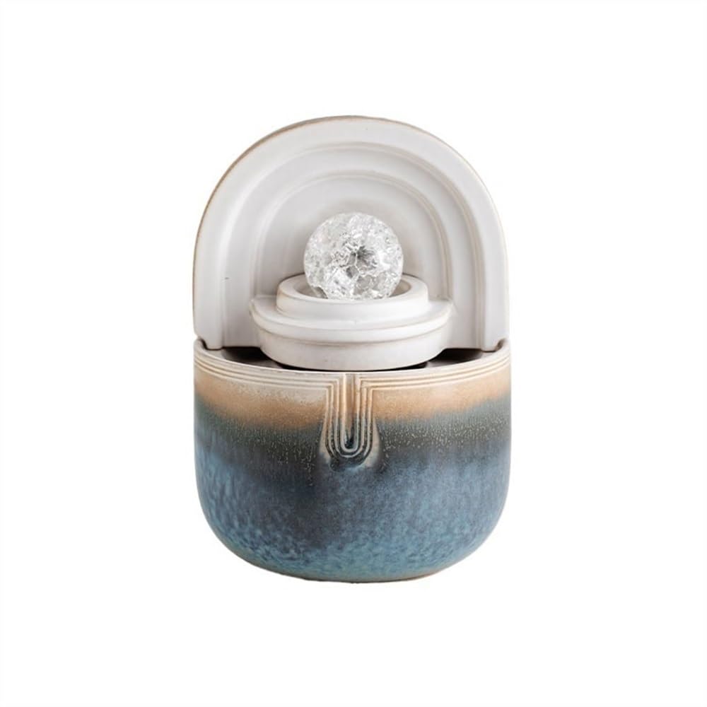 Water Feature Fortune Feng Shui Fountain Desktop Ornaments(Blue)