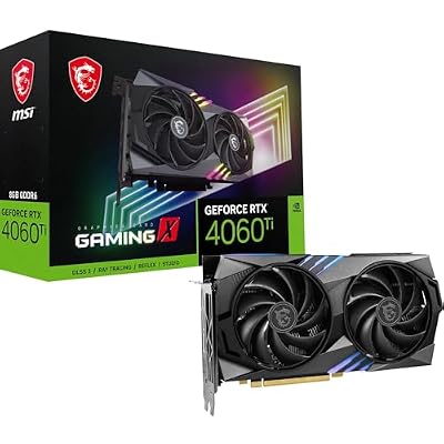 MSI GeForce RTX 4060 Ti Gaming X 8G Graphics Card - RTX 4060 Ti GPU, 8GB GDDR6 (18Gbps/128-bit), PCIe 4.0 - Twin FROZR 9 (2 x TORX Fan 5.0), RGB - HDMI 2.1, DisplayPort 1.4a