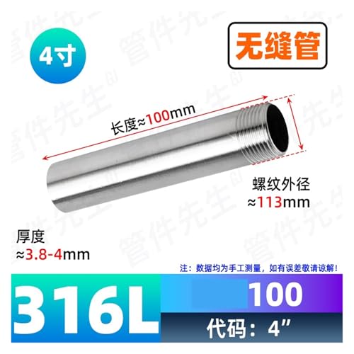 Tuyau inox 316L anti-fuite raccord droit traversant 100mm pour réparations durables - 3