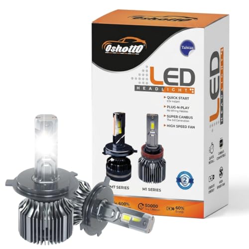 Image of Oshotto M1 Series H4 /H19 300 Watt (150W+150W) LED Headlight /Foglight Bulb, 30000Lumens 6500K Cool White, with 2 Year Warranty compatible with Chevrolet Beat (Pack of 2)