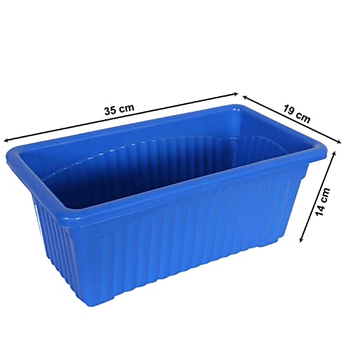 Image of Plastic Window Planters | Garden Planting Pots | Flower Plant Pots for Home Garden & Balcony | Flower Planters for Balcony and Terrace Gardens | Pack of 5 (Blue)