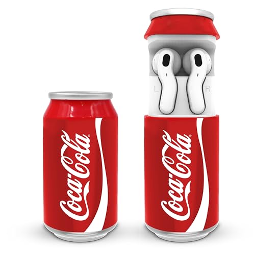 Gabba Goods Coca-Cola Can Shape Charging Case Wireless Bluetooth Earbuds with Voice Assistant Compatible, Built-In Mic, 9H Playtime, HD Stereo Sound - True Ear Buds for Apple & Android (Coca Cola)