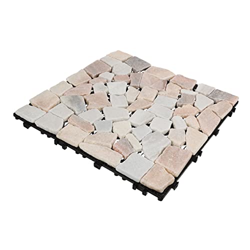 Mikikit Suelo Anticorrosivo De Baldosas Entrelazadas De Piedra Natural Para Interior y Exterior Para Terraza Patio o Jardin