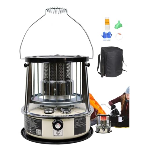 9000 BTU estufa de parafina Tanque de 4,6L estufa parafina Calefacción de emergencia sin electricidad Calentador para camping, garaje, hogar y emergencias.,Off-white-completeset